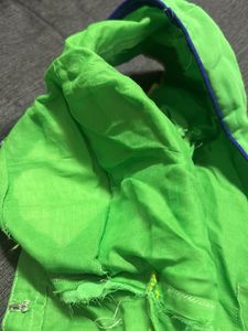 Parrot Green Padded Blouse With Blue Pipping