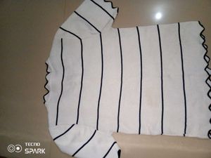 Striped Ruffle Trim Crop Top