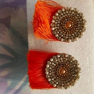 Orange Tassel Earrings