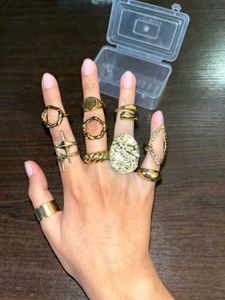 Jewels Galaxy Boho Gold Ring Set of 10