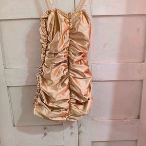 Satin Ruched Mini Dress