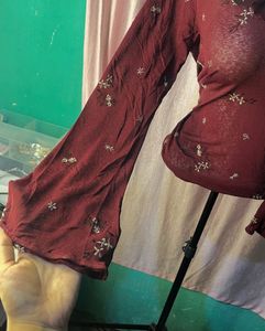 y2k Sheer Floral Long Sleeve Top