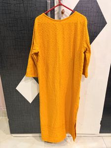 Vibrant Yellow chikankari Kurti