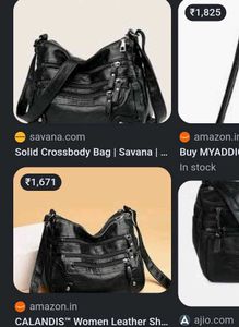 SAVANA Black Faux Leather Bag