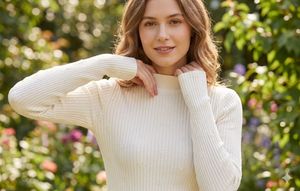 Cream Ribbed Knit Sweater