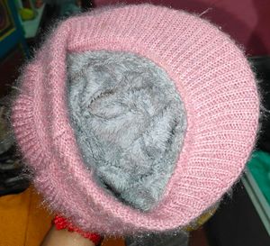 Chic Pink Knit Beret Hat