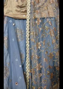 Grey & Gold Stitched Heavy Worked Lehenga