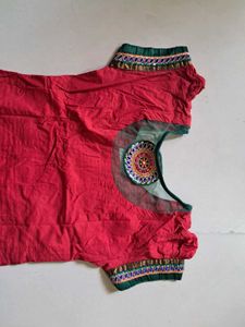 Red Embroidered Kurta
