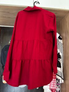 Chic Red Button-Up Tunic Top
