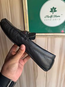 Tommy Hilfiger Navy Texured Leather Loafers