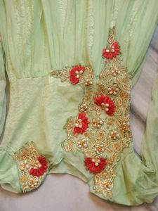 Lime Green Embellished Anarkali Dress