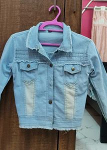 Light blue Denim Jacket with Fringe