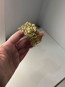 Anti tarnish Floral Gold cuff bracelet