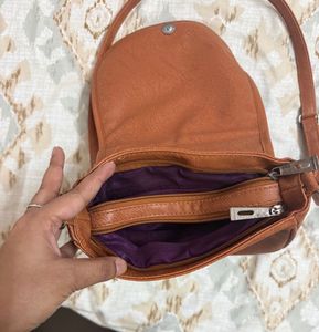 Brown Faux Leather Crossbody Bag