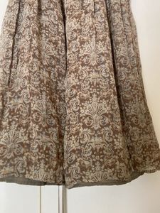 Olive Print Pleated Skirt