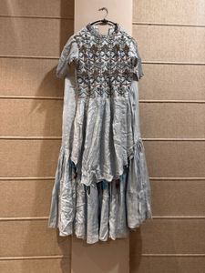 Embellished Blue Tiered Sharara Set