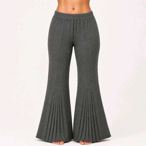 Flared Ribbed Knit Pants