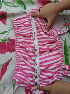 Cute Pink Striped Crop Top &amp; Skirt Set