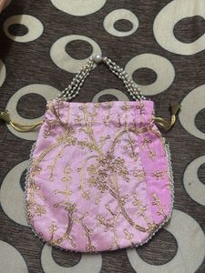 Elegant Pink Embroidered Clutch