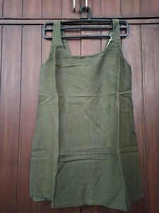 Aesthetic Olive/Army Green Pinafore Tunic Dress