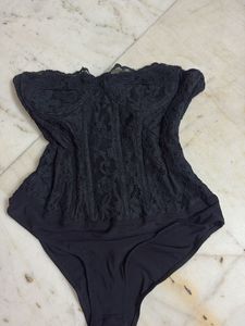 Y2k Black Lace Bodysuit corset