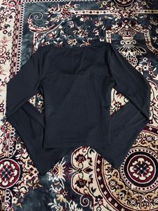 Black Lace Trimmed Bell Sleeve Top