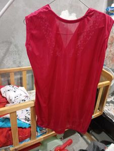 Red Lace Trim Nightgown