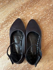 Black Ballet Flats with Ankle Strap