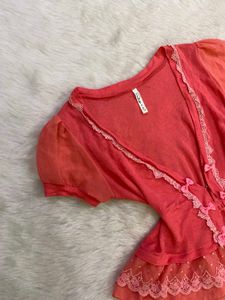 Sheer Ruffle &amp; Bow Top