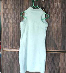 Light Blue Sleeveless Zipper Dress