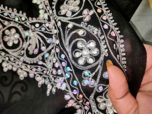Elegant Black Embroidered Saree