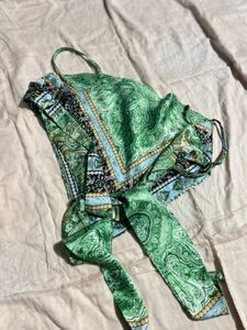 Green Patterned Cami Top