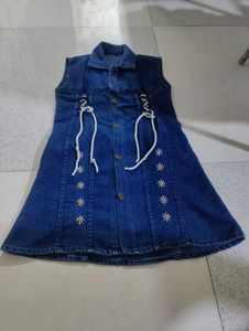 Girls Denim Dress with Lace-Up Detail