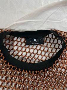 Stylish Mesh Top &amp; Black Shorts Set