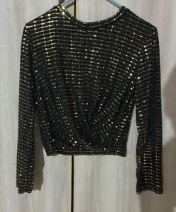 Sparkly Black & Gold Long Sleeve Top