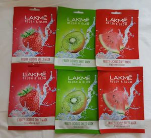 6 Lakme Blush & Glow Sheet Mask Bundle