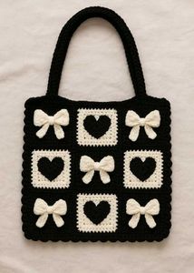 Crocheted Heart Tote Bag