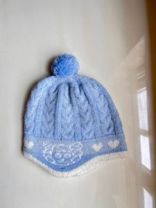 Cozy Blue Knit Pompom Hat