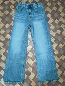 Wide Leg Blue Denim Jeans