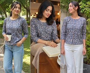 Floral Print 3/4 Sleeve Top