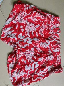 Red Tropical Print Shorts