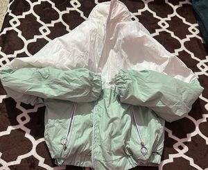 Mint Green &amp; White Bomber Jacket