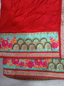 Red Embroidered Saree
