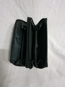 Black Leather Purse Women's Wallet Girls Handbag
