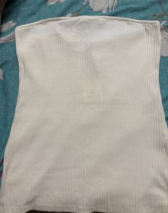 Cream Ribbed Strapless Top