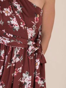 Cover Story Brown Floral Print Below Knee Dress