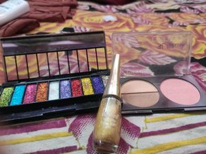 3d Blush Contour &10 Glitter Shades Golden Eyeline