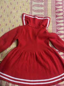 Adorable Red Sailor Dress Woolen