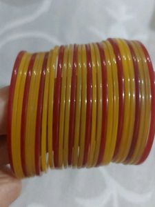 Traditional Red &amp; Yellow Plastic Bangles Set