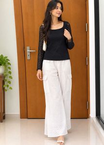 Black Lace Sleeve Top